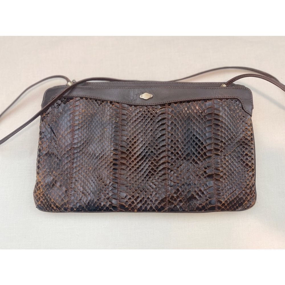 Women's Vintage La Belle Brown Snakeskin Clutch Small